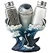Decorative Great White Shark Glass Salt and Pepper Shaker Set with Holder Figurine for Beach Bar or Tropical Kitchen Decor Sculptures & Table Decorations by Home 'n Gifts