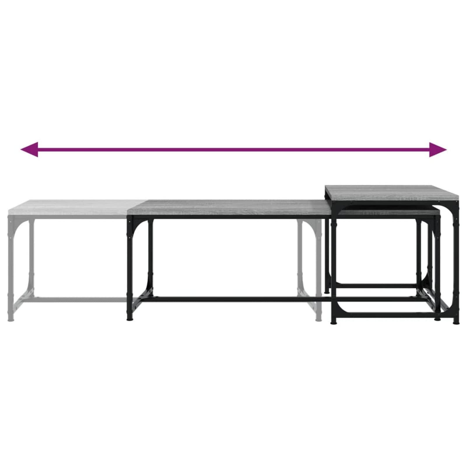2 szt. Szary wielowarstwowy drewniany sonoma, stolik do salonu, z półkami, niski, prostokątny, nowoczesny design, stolik kawowy, herbata, salon, wystrój domu