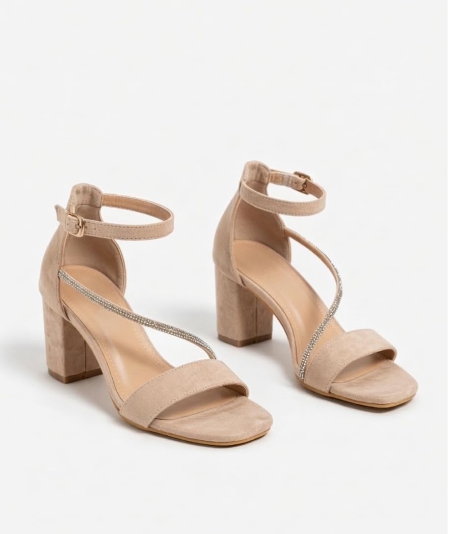 Women's Trendy Block Heels | Open-Toe Sandals with Ankle Support | Anti-Skid Sole & Cushioned Footbed Block Heels For Girls & Women-image-18