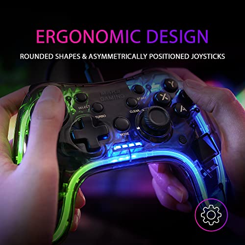MGPC, Wireless Gamepad 2.4GPRO, Neon RGB, Dual Haptic Vibration, Analog Joysticks, Controller for PC, PS3, Mac, Switch, Switch 2, Raspberry Pi, Android, Trasparente - Controller - Immagine 5