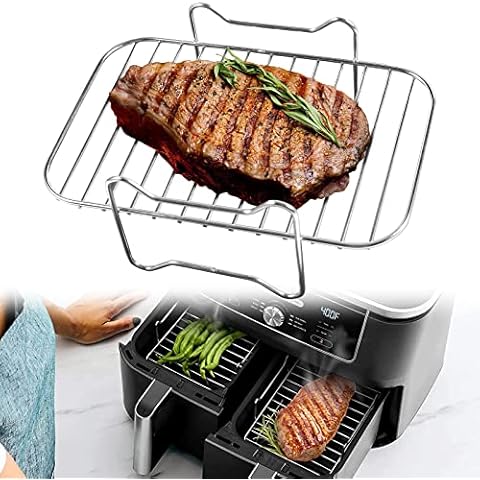 Air Fryer Rack for Double Basket Air Fryers, Air Fryer Accessories Dehydrator Rack Compatible with Ninja Foodi DZ201/401 for Baking Cooking Grilling Dehydrate Fruits, Meats, Veggie Chips (1pcs) Cover