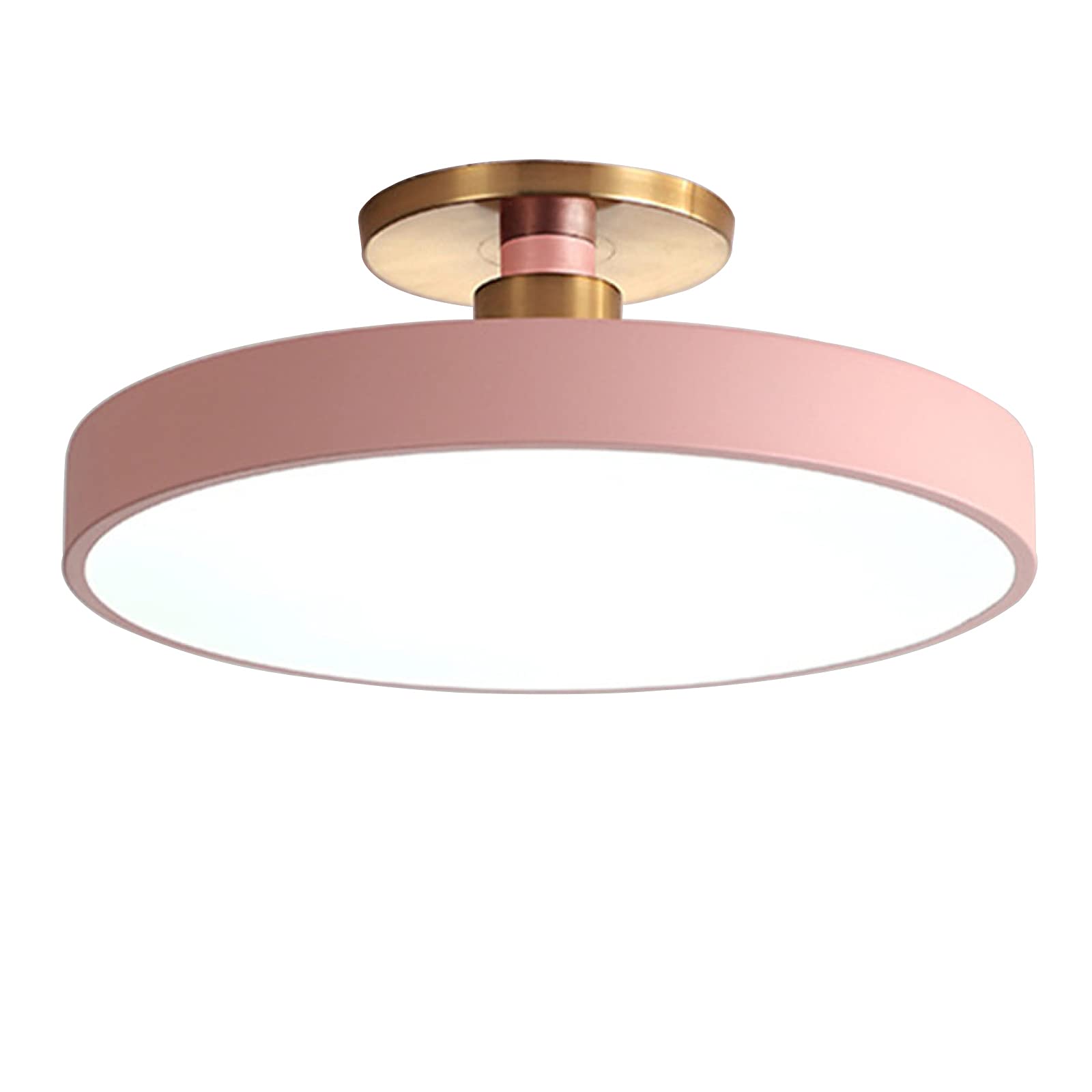 WFRUEDWC Macaron Round LED Ceiling Light Modern Wrought Iron Ceiling Lamps Semi Flush Mount Ceiling Lighting for Children's Room Bedroom Hallway Pink+Stepless Dimming-30cm 18W