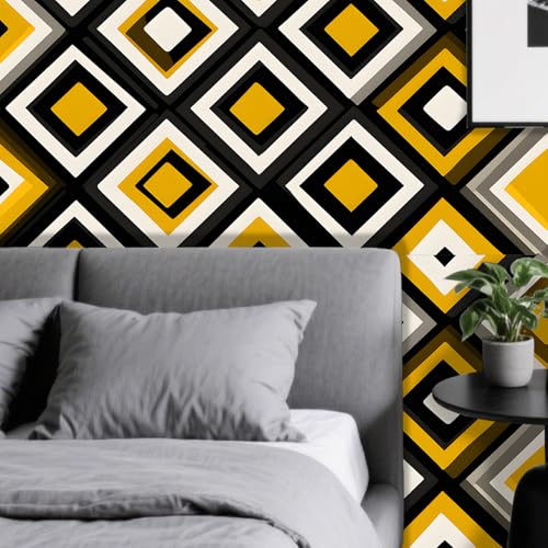 Image of Nuxovilar Rhombus Geometric Peel and Stick Wallpaper 15.75 inchx39.37 inch Vinyl