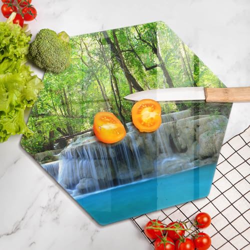 Planche à découper induction 40cm Wallfluent hectagonale motif cascade pour cuisine