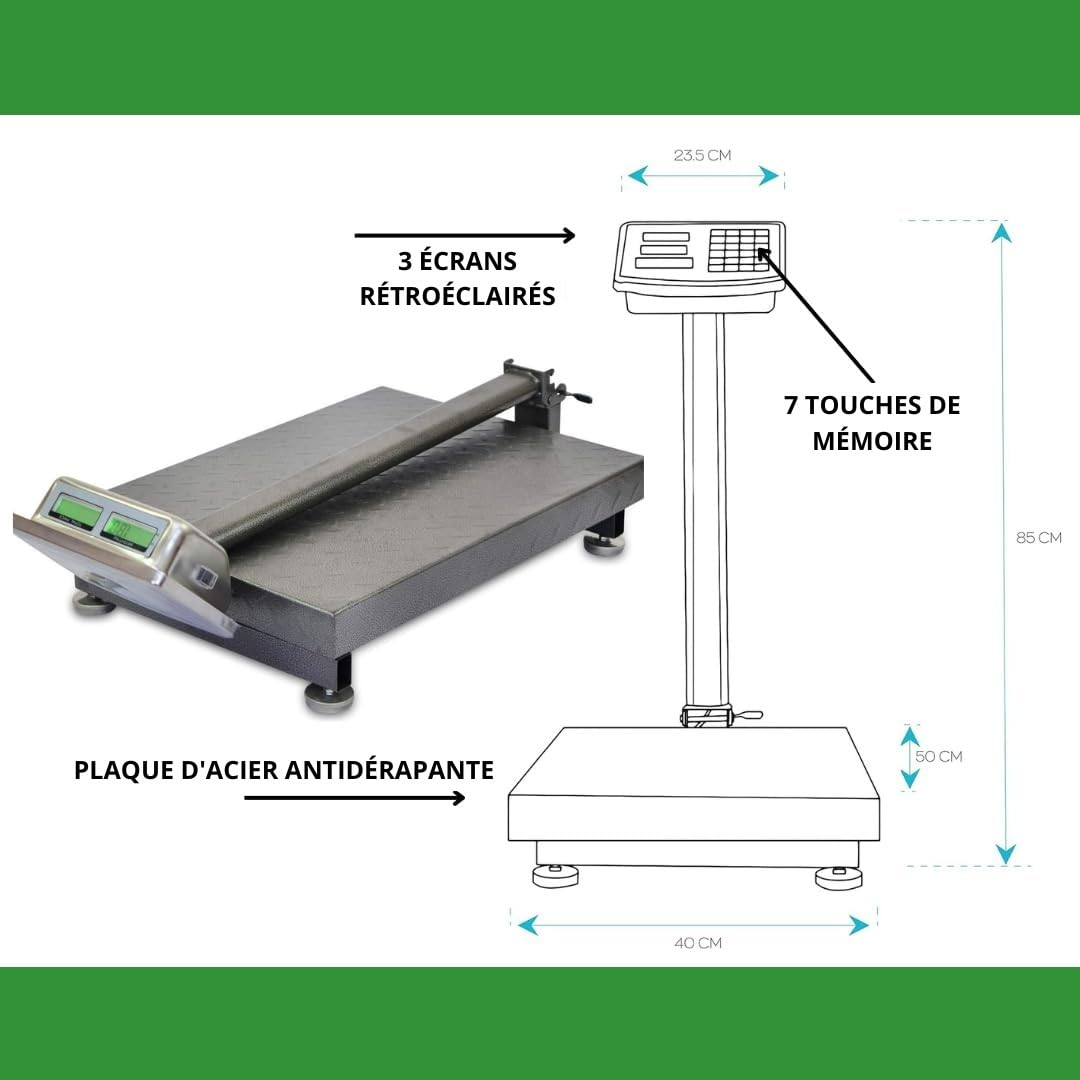 Balance numérique électronique professionnelle de 300 kg avec affichage de la balance industrielle rechargeable pour utilisation dans les magasins, les maisons, les entreprises.