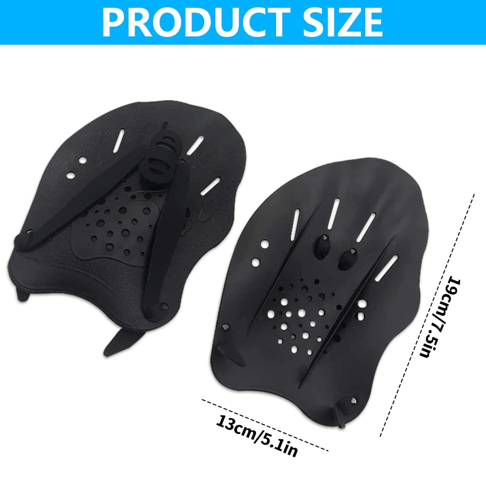Pagaie da Nuoto, 1 Paio di Hand Paddle con Cinghie Regolabili Paddle per L'allenamento del Nuoto Leggere e Veloci Esercizi Accessori per Adulti Bambini