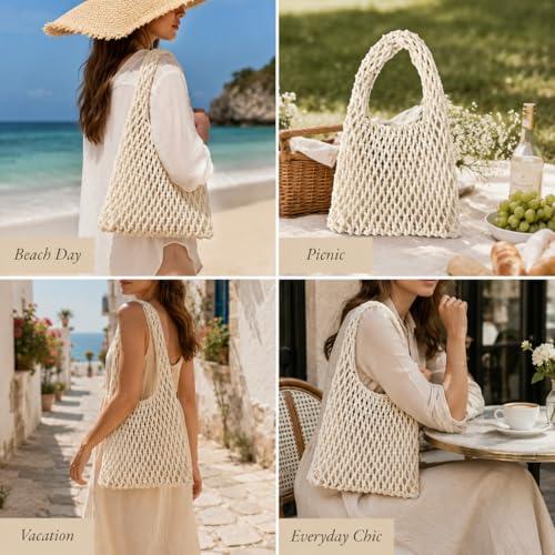Bolso playero para mujer tejido al crochet miniatura 6