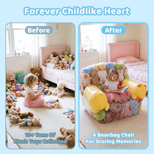 Image of NTYNTY Clear Stuffed Animal Storage Bean Bag Chair Cover for Kids,Extra Large Beanbag Chair Cover with Zipper,PVC Bean Bag Chair Plush Toys Storage & Organizing