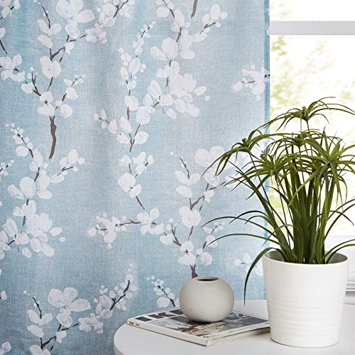 Fmfunctex Blue-White Kitchen Curtains for Bathroom Floral Small Canvas Tier Curtains for Bathroom Basement Windows 24