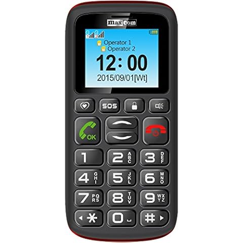 Maxcom Comfort MM428 Big Button Dual Sim UK SIM-Free 2G Mobile Phone, Black/Red Cover