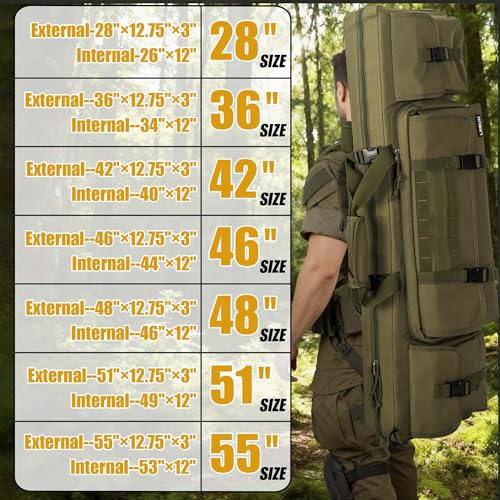 Image of 26 /28 /32 /36 /42 /46 /48 /51 /55 inch Double Rifle Case Soft Gun Bag Tactical Backpack
