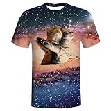 Cats Galaxy T-Shirts for Men Boys 3D Printed T-Shirts Short Sleeve Graphic Tees Shirt