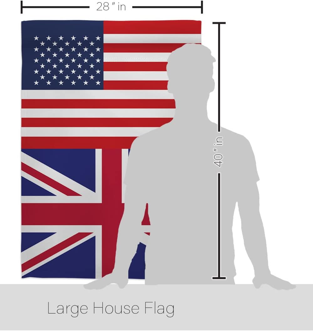 Americana Home & Garden United Kingdom US Friendship House Flag Regional American Alliance World Country Particular Area Decoration Banner Small Garden Yard Gift Double-Sided, Made in USA