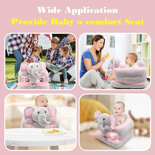 Image of KAKIBLIN Baby Sit Up Chair Support Sofa,Sit Me Up Floor Seat for Baby,Soft Plush Cartoon Animals Learning to Sitting Chair Seats for 3-24 Month Girls and Boys,PP Cotton Full Filling (Elephant)