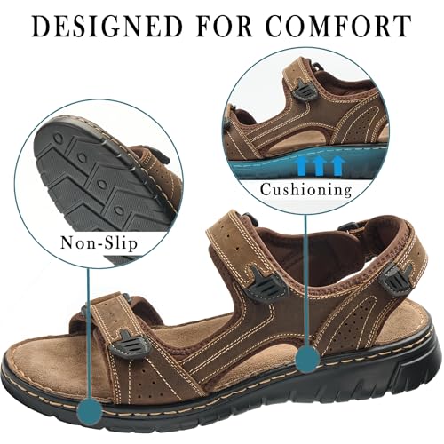 Image of Mens Leather Slides Sandals Summer Outdoor Cushioning Casual Lightweight Sandals