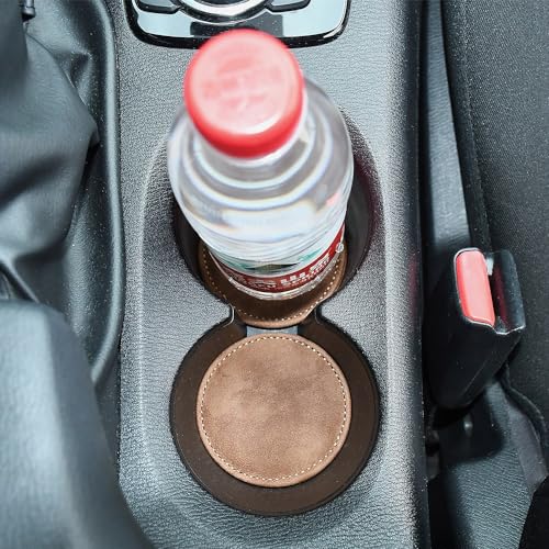 JSCARLIFE Portavasos para carro en gamuza marrón 2 unidades miniatura 5