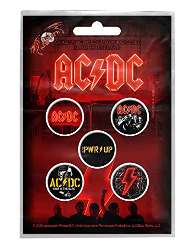 AC/DC Button Badge PWR UP Band Logo Nue offiziell 5 x Pin Button