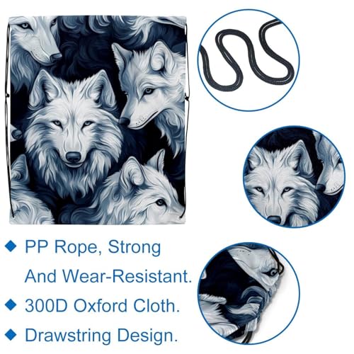 Sac à dos cordon motif loup gris pliable et multicolore taille unique