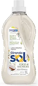 Girando Sol Lava Roupas Líquido Coco 1L Sabão Líquido Lava Roupa Perfumado Branco Ação Delicada Proteção E Cuidado Roupas Brancas E Coloridas