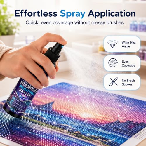 Image of Diamond Art Sealer Spray, Quick Dry Clear Glossy Finish (1) | for Diamond Painting, Transparent Protective Coating to Help Secure Resin Diamonds, Enhance Shine & Reduce Dust