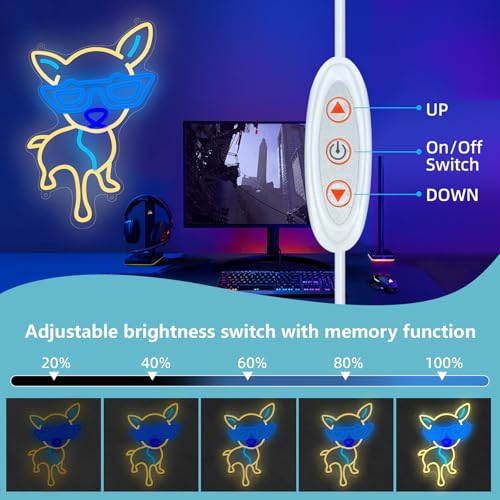 Image of Dog Neon Sign for Wall Decor, 14.4x9.7 Inch Dog LED Light Sign for Birthday Party Home Decorations for Beauty Bar Coffee Shop Logo, Congrats Birthday Gifts for Children Warm White