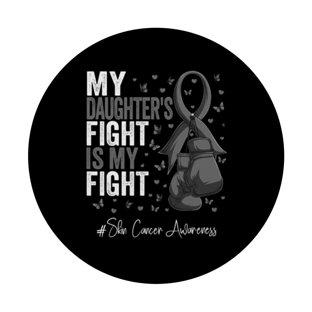 Black Ribbon Survivor Daughter Skin Cancer Awareness PopSockets Swappable PopGrip - Image 3