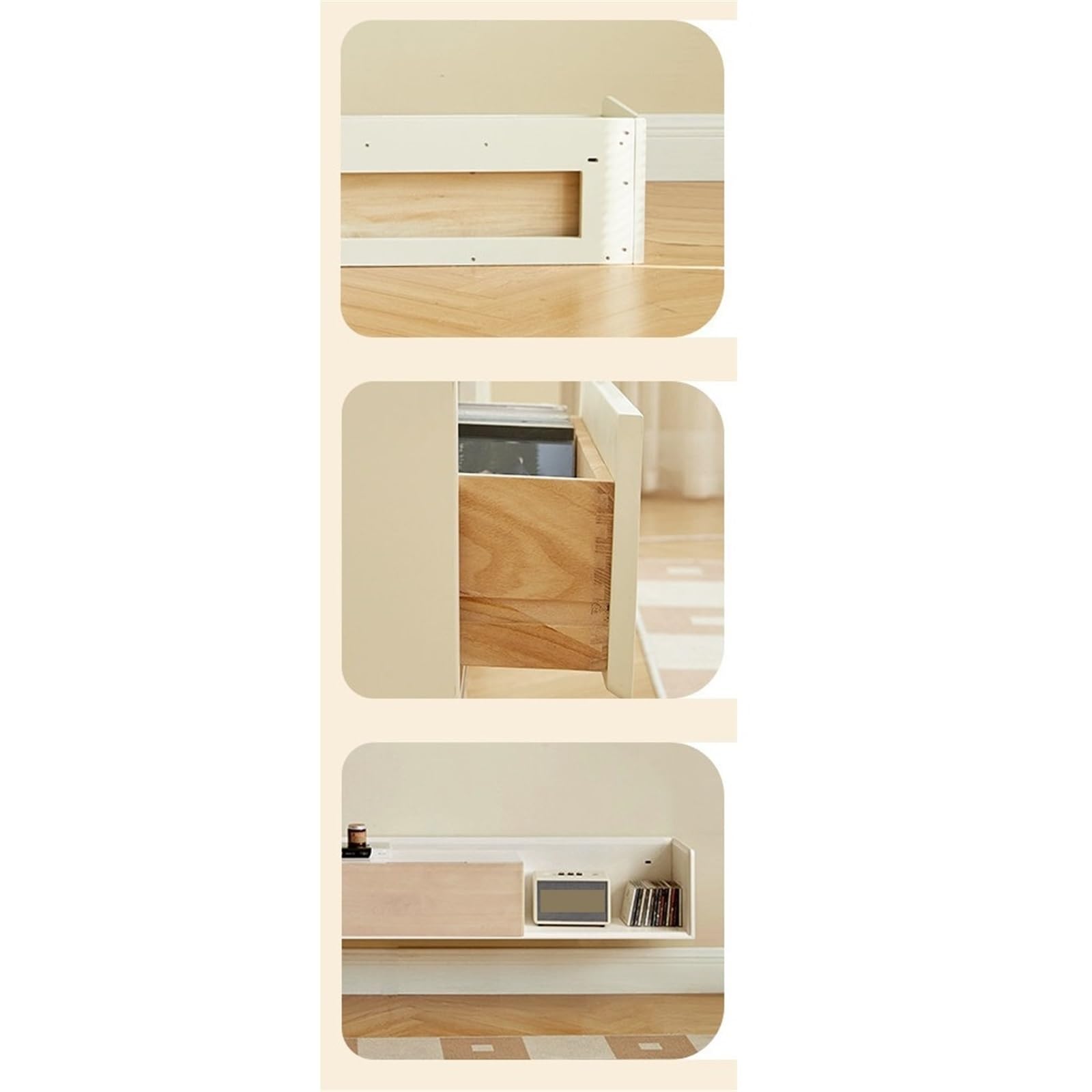 Soporte para TV Mueble de TV Madera montado en la Pared Blanco, Mueble Decorativo y Almacenamiento Flotante for el hogar, Sala Estar Consola de televisión