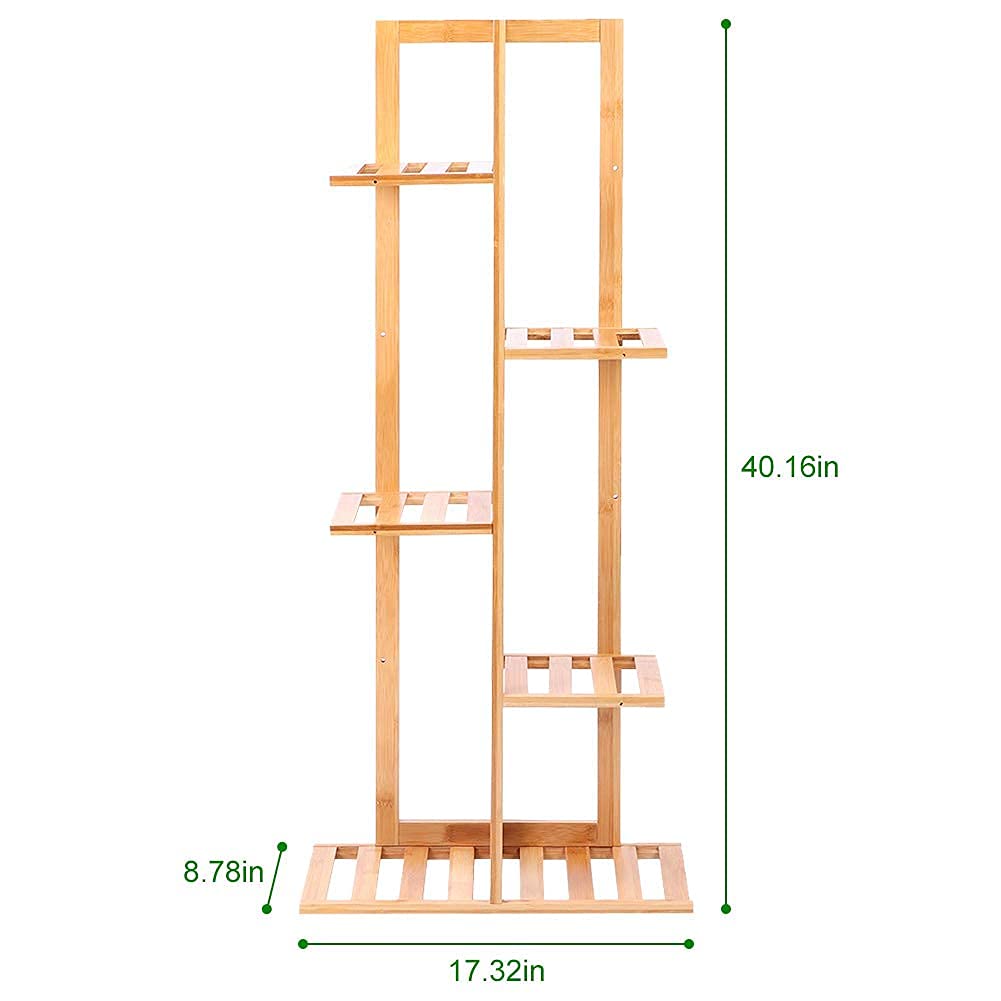 Ejoyous Scaffale per Piante in Legno di Bambù, 5 Strati, 6 Vasi, Porta Piante da Balcone, Soggiorno, Giardino, Patio, per Decorazioni Floreali