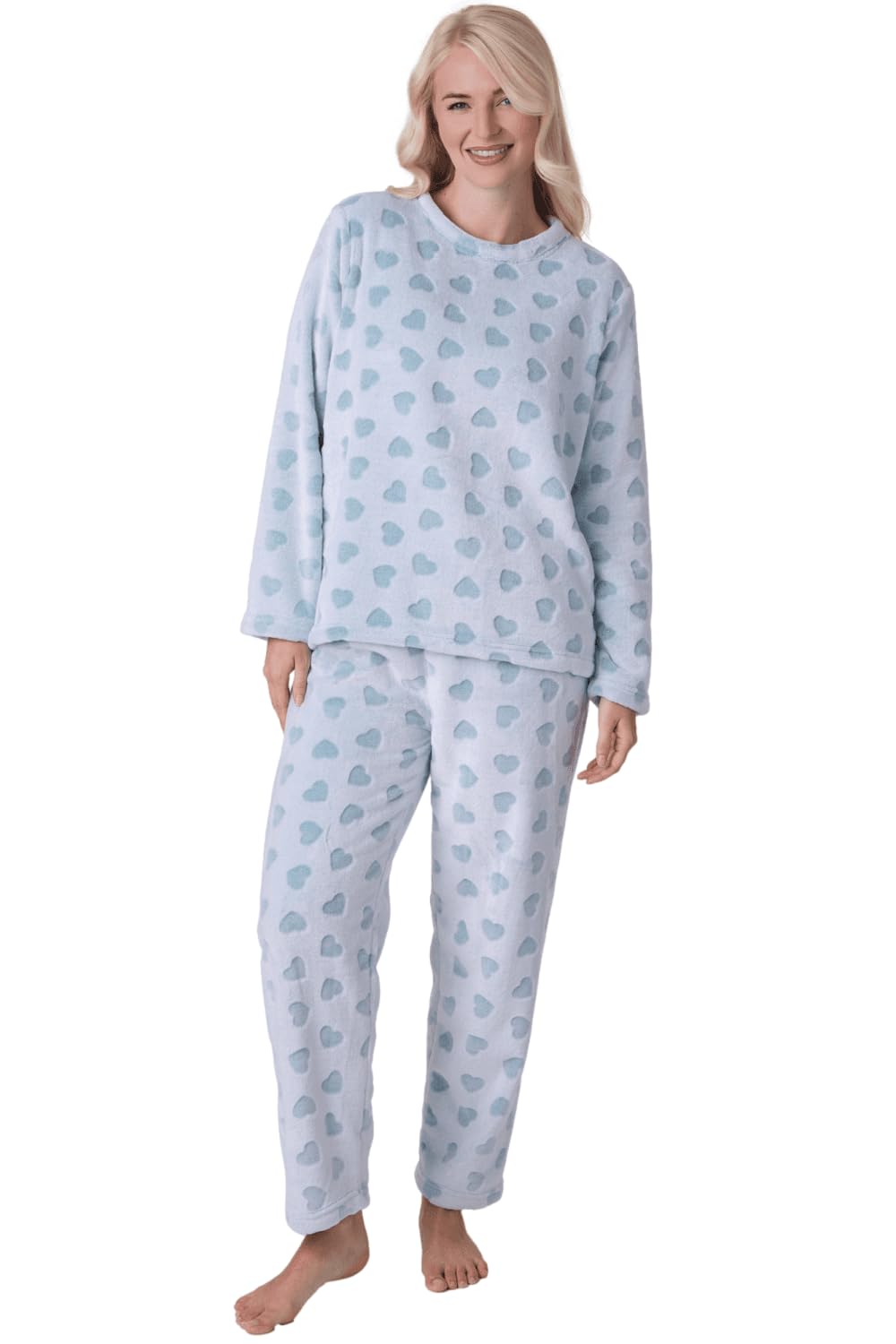 Camille Women's Aqua Supersoft Printed Full Length Pyjama Set