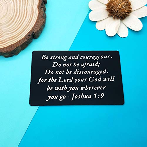 Christian Engraved Wallet Insert Card Inspirational Gifts For Men Women Be Strong and Courageous The Lord Will Be with You Encouragement Gifts Religious Card Christmas Birthday Graduation Gifts3