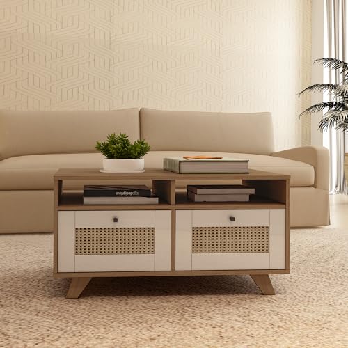 Mesa de Centro com 2 gavetas com corrediças telescopicas e impres...