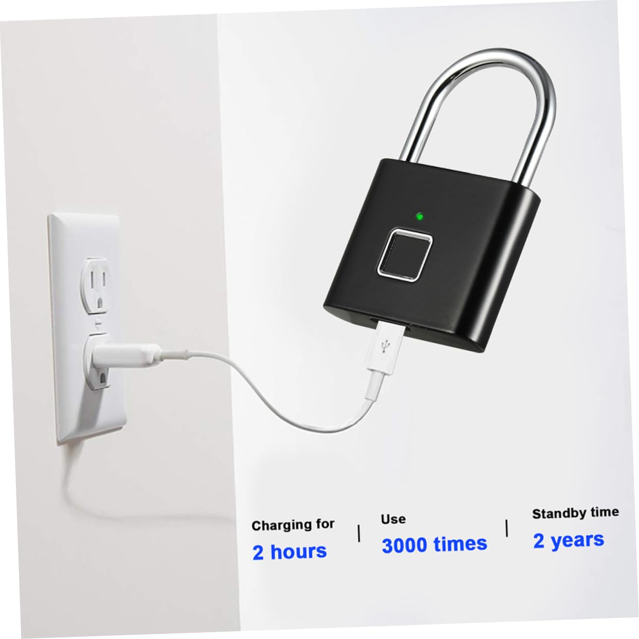LIFKOME Lucchetto Elettronico Intelligente Impronta Digitale e Password, Lucchetto per Valigia in Acciaio Inossidabile, 40 Impronte, per Viaggio e Zaino