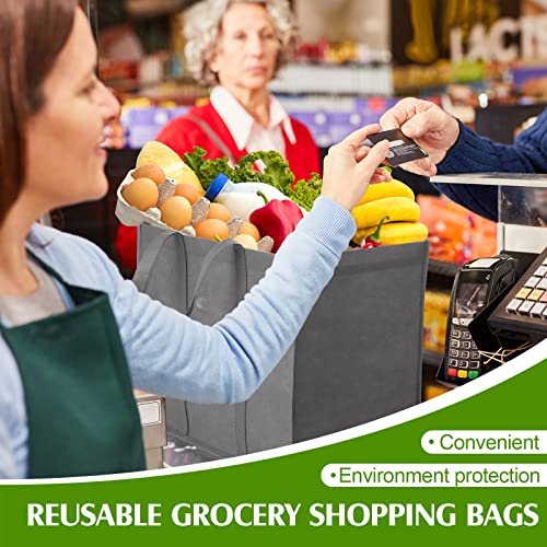 30 Pack Heavy Duty Reusable Grocery Shopping Bags Large Foldable Tote Bags Bulk With Long Handle For Shopping Clothes Storage (Black, Gray) #TOP3