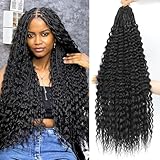 Getgal Deep Wave Curly Crochet Hair 24Inch 7Packs Mermaid Box Braids Crochet Hair Pre Looped Goddess Braids Hair Water Wave Crochet Hair For Black Women（1B,7Packs）