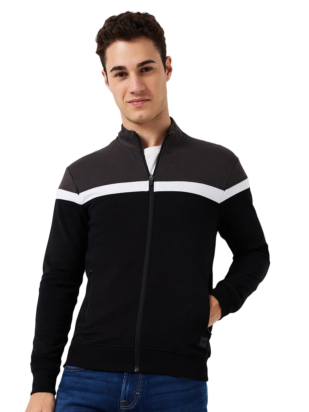 park avenue Men Full Sleeve Slim Fit Solid Pattern Cotton Polyester Blend High Neck High Neck Casual Sweatshirt-picture-17