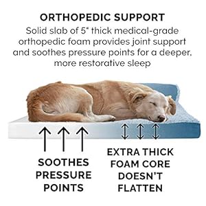 Furhaven Orthopedic Dog Bed for Large Dogs w/ Removable Bolsters & Washable Cover, For Dogs Up to 125 lbs - Two-Tone Plush Faux Fur & Suede L Shaped Chaise - Marine Blue, Jumbo Plus/XXL Furhaven Orthopedic Dog Bed for Large Dogs w Removable Bolsters Washable Cover For Dogs Up to 125 lbs Two Tone Plush Faux Fur Suede L Shaped Chaise Marine Blue Jumbo PlusXXL