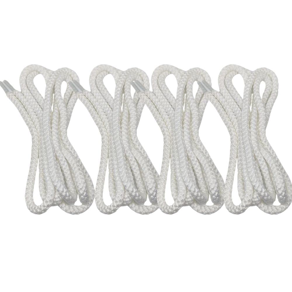 4 Pieces Round Hoodie Drawstrings Cord Replacement 6mm X 50 Inch Draw String for Sweatpants, Sweatshirt, Jacket, Coats, Shorts, Pants, Swim, Trunks, Sewing Threader (White)
