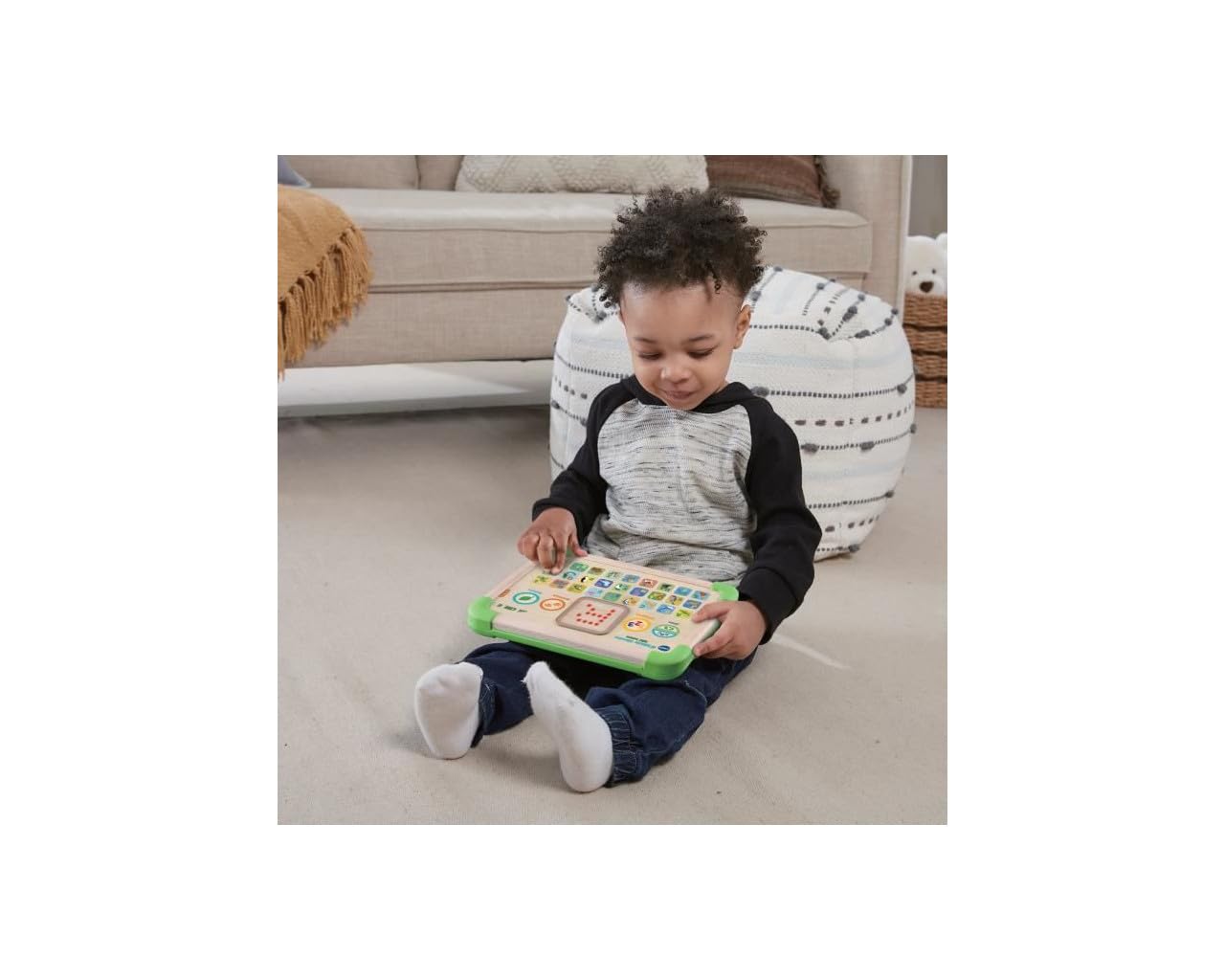 VTech - ABC Nature Tablet edukacyjny, interaktywny i sensoryczny tablet dla dzieci, częściowo wykonany z drewna, alfabet zwierzęcy, prezent dla dziewczynki i chłopca od 1 roku życia - Zawartość w