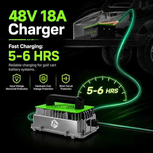 Image of 48V 100Ah LiFePO4 Golf Cart Battery, 10.24kW Peak Power & 4000+ Cycles, Built-in 200A BMS | with 48V 18A Lithium Battery Charger, LCD Screen & APP Monitoring | for Golf Carts, RV, Marine