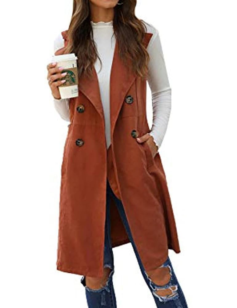 Mywinway long Vest for Women 2024 Fall Winter Sleeveless Long Cardigan Business Casual Work Blazer Jackets
