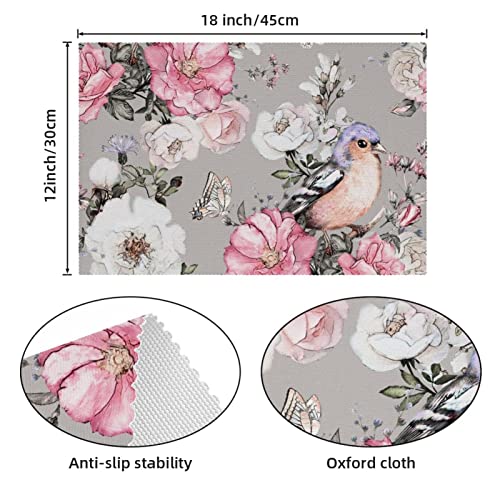 Sets de table antidérapants et thermorésistants oiseaux roses pour table - 5
