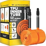 Ultraverse TPU Road Bike Inner Tube 700 x 18-32 with 45mm Presta Valves Ultra Lightweight Tubes for Road and Gravel Bicycles - 2 Pack with Repair Patch Kit