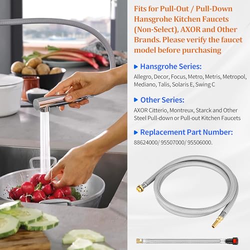 88624000 Pull-out Hose Combo Kit, for Hansgrohe Kitchen Faucets Spray Hoses Replacement Part 95507000 95506000,59-inch Length Pull-down Spray Hose with Brass Connectors, and 10.5-Inch QuickConnector by Ophjerg - Image 5
