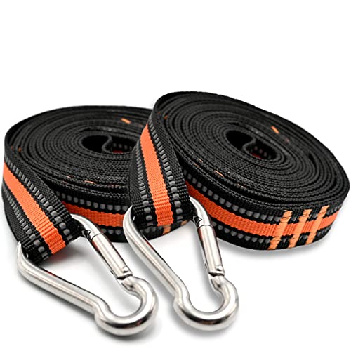 Heavy Duty Hammock Tree Straps with 2 Carabiners 20Ft Adjustable Non-Stretch Polyester Hammock Tree Straps with 2000Lb Breaking Strength Perfect for Camping & Hiking (Orange)