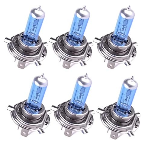 Etomvoop 6PCS H4 100W Car Headlight Bulbs, 12V 6000K Halogen Xenon Lights Super White Low Beam led Light Car Accessories Cover