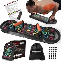 HOTWAVE Portable Exercise Equipment with 16 Gym Accessories,20 in 1 Push Up Board Fitness,Resistance Bands with Ab Roller Wheel,at Home Workout for Men