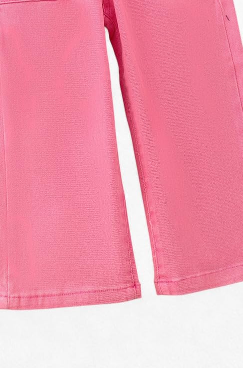 Pink Denim Pants Wide Leg Jeans with Pack Pockets.3