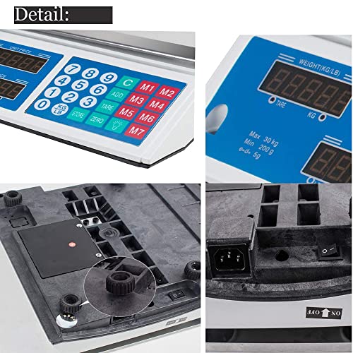 Genmine Digital Commercial Price Scale 66Lb/30Kg For Food Meat Fruit Produce, Digital Food Scale Commercial Lcd Digital Scale Price Computing Food Meat Vegetables Scale, Us Stock #TOP4