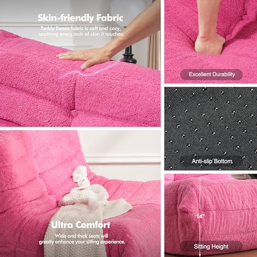 Image of Bean Bag Chair Big Sofa Beanbag Chair for Adults Fireside Chair Bean Bag Lounger with Memory Foam Filled for Home,Apartment or Gaming Venue(DarkPink Teddy)