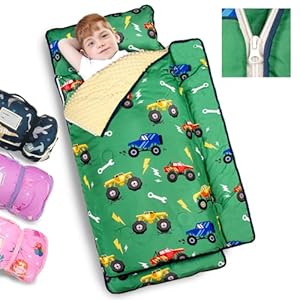 Primlect Nap Mat: Soft Portable Sleeping Bag Detachable Pillow Mat Blanket 2″ Thickened Extra Large Kids Toddler Mats for Preschool and Daycare